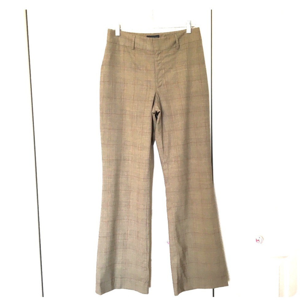 Banana Republic glen plaid wool career trousers.